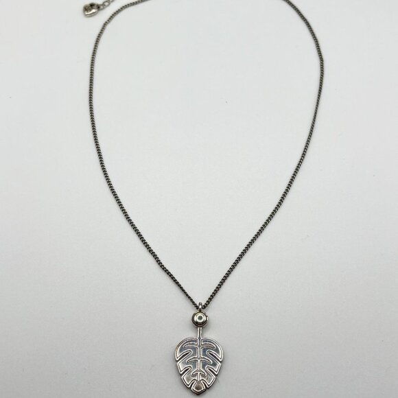 Elegant Safari Palm Leaf Pendant Necklace With Emerald Accent - Picture 2 of 6